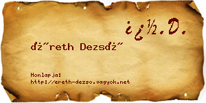 Éreth Dezső névjegykártya